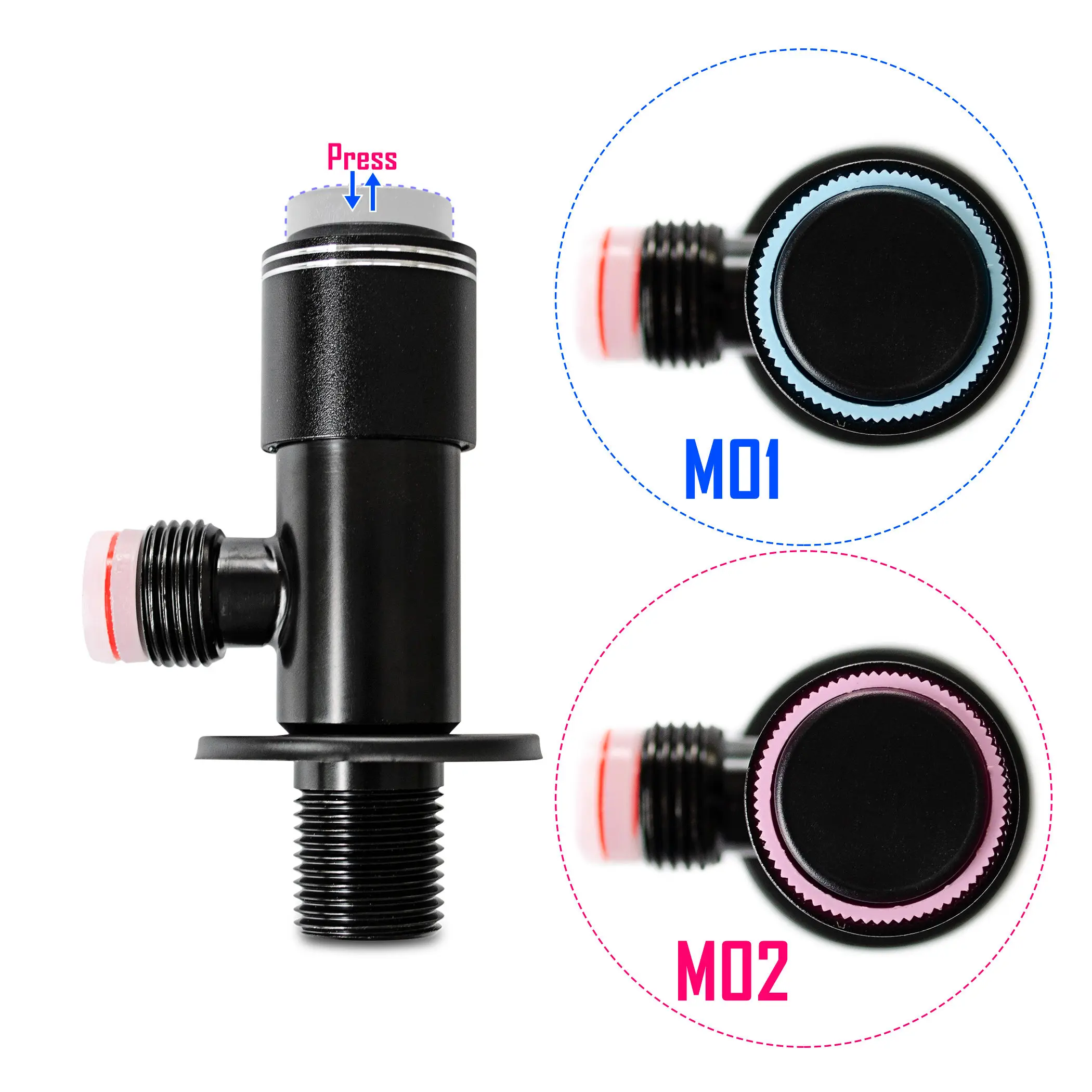 G1/2 Male Black Stainless Steel Angle Stop Valve Button Switch Thread 2 Ways Cold Hot Water for Toilet Faucet Water Heater
G1/2 Male Black Stainless Steel Angle Stop Valve Button Switch Thread 2 Ways Cold Hot Water for Toilet Faucet Water Heater