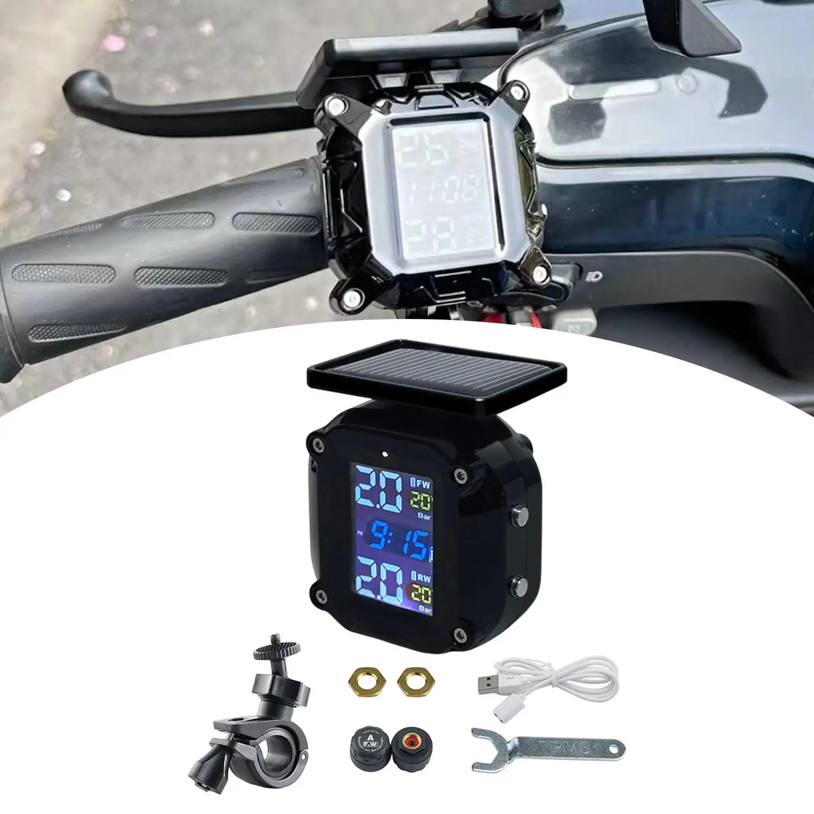 Wireless Tire Pressure Monitor Motorcycle Compact Digital Tpms System with 2 Sensors for Accurate Measurement
Wireless Tire Pressure Monitor Motorcycle Compact Digital Tpms System with 2 Sensors for Accurate Measurement