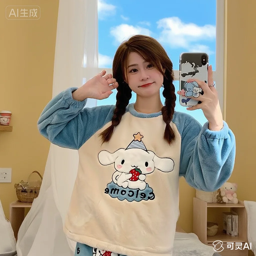 Kawaii Cinnamoroll Пижамы Sanrio Осень Зима Тхрель Оставайтесь дома Досуг Можно носить на улице Винтовая свежая милая милая девушка 
Kawaii Cinnamoroll Пижамы Sanrio Осень Зима Тхрель Оставайтесь дома Досуг Можно носить на улице Винтовая свежая милая милая девушка