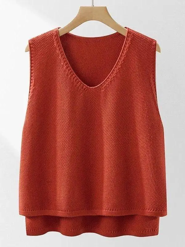 Slimming Effect Pure Color V-Neck Knitted Vest Loose Fit Sleeveless Shoulder Pad Spring Autumn Outerwear Layering Tank Top
Slimming Effect Pure Color V-Neck Knitted Vest Loose Fit Sleeveless Shoulder Pad Spring Autumn Outerwear Layering Tank Top