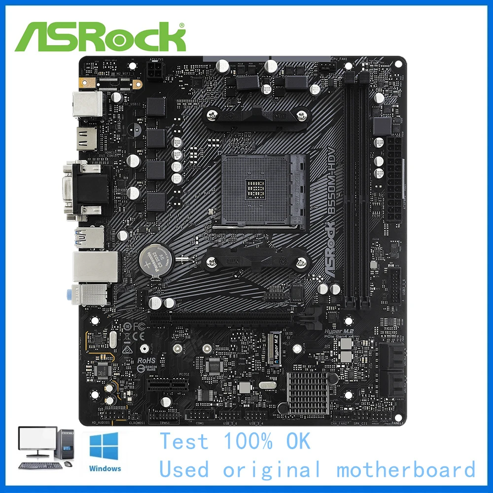 B550 Motherboard Used For ASRock B550M-HDV Motherboard Socket AM4 DDR4 Desktop Mainboard support 5900X 5600G
B550 Motherboard Used For ASRock B550M-HDV Motherboard Socket AM4 DDR4 Desktop Mainboard support 5900X 5600G