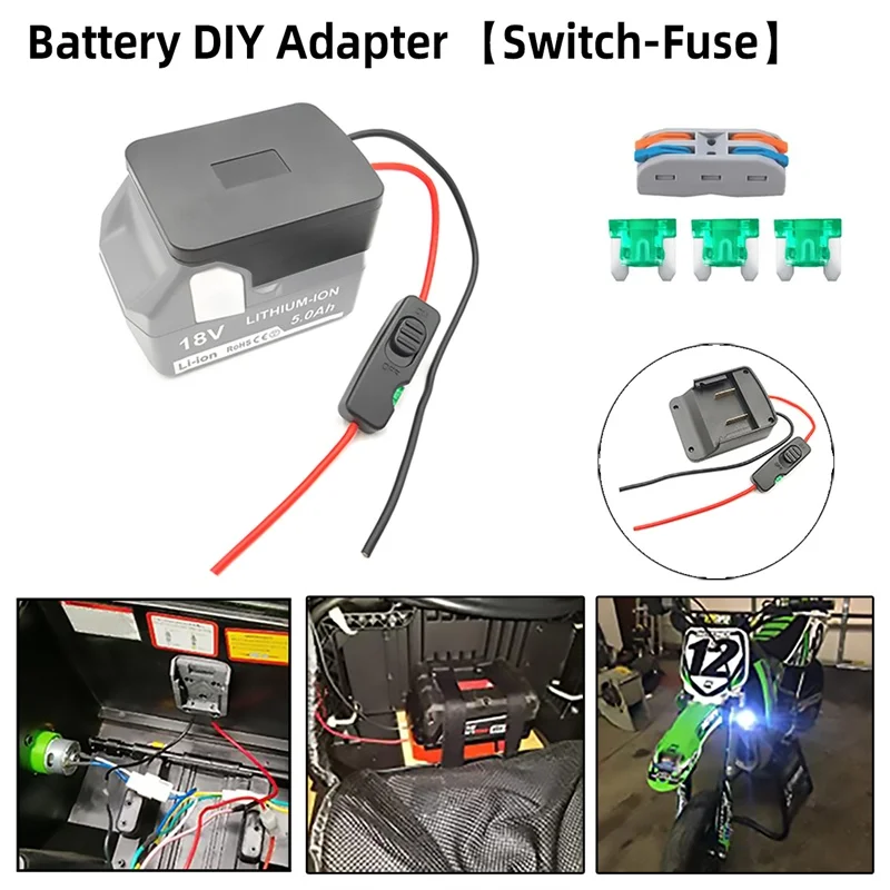 Power Ride Wheel Adapter for Hitachi&Hikoki 18V Li-ion Battery with Fuses&ON/Off Switch Battery Converter with Wire Terminals 
Power Ride Wheel Adapter for Hitachi&Hikoki 18V Li-ion Battery with Fuses&ON/Off Switch Battery Converter with Wire Terminals