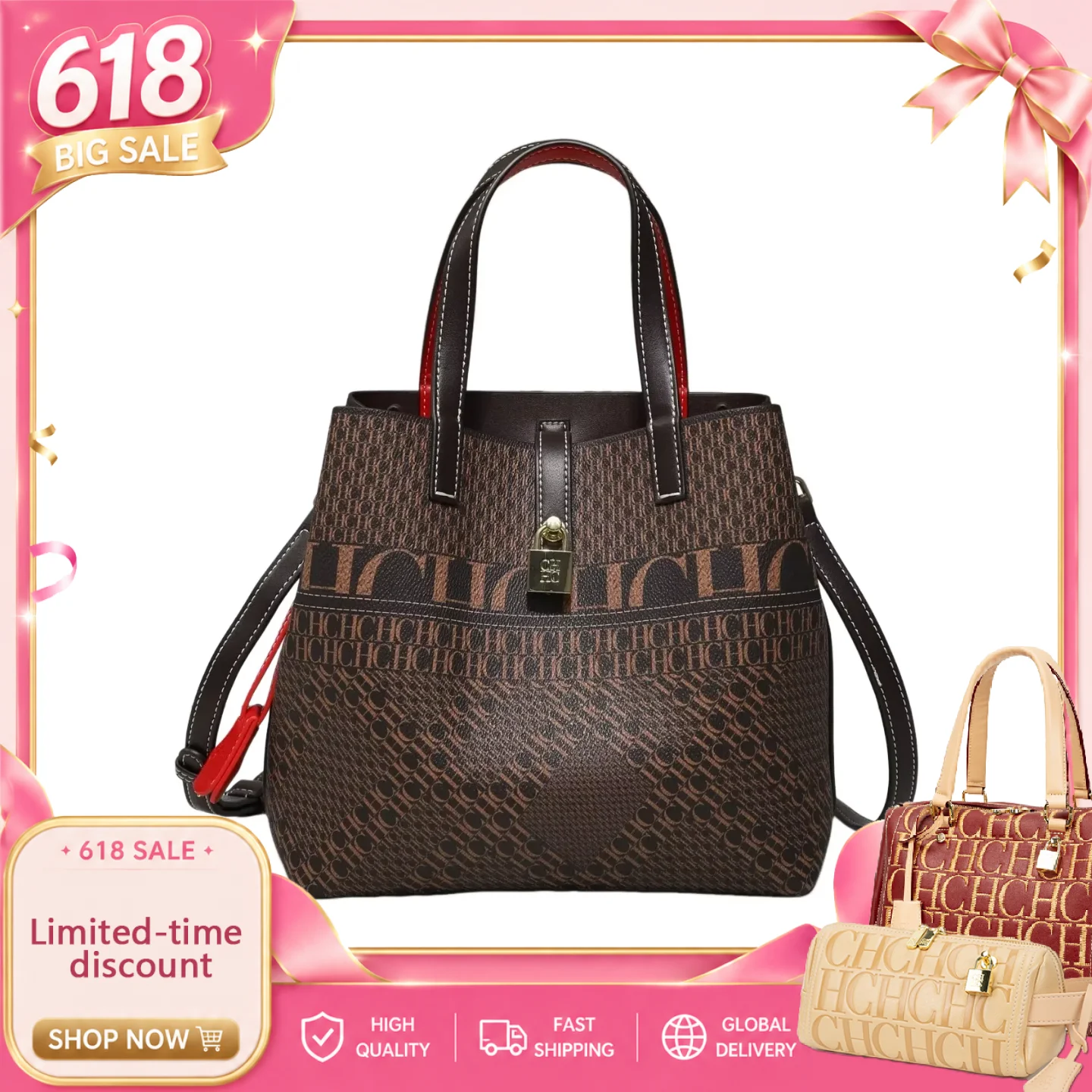 CH Luxury Brand Tote Bag Fashion Italian Creative Letter Print with Lock Design 2026 New Beautiful Trend Tote Bag
CH Luxury Brand Tote Bag Fashion Italian Creative Letter Print with Lock Design 2026 New Beautiful Trend Tote Bag