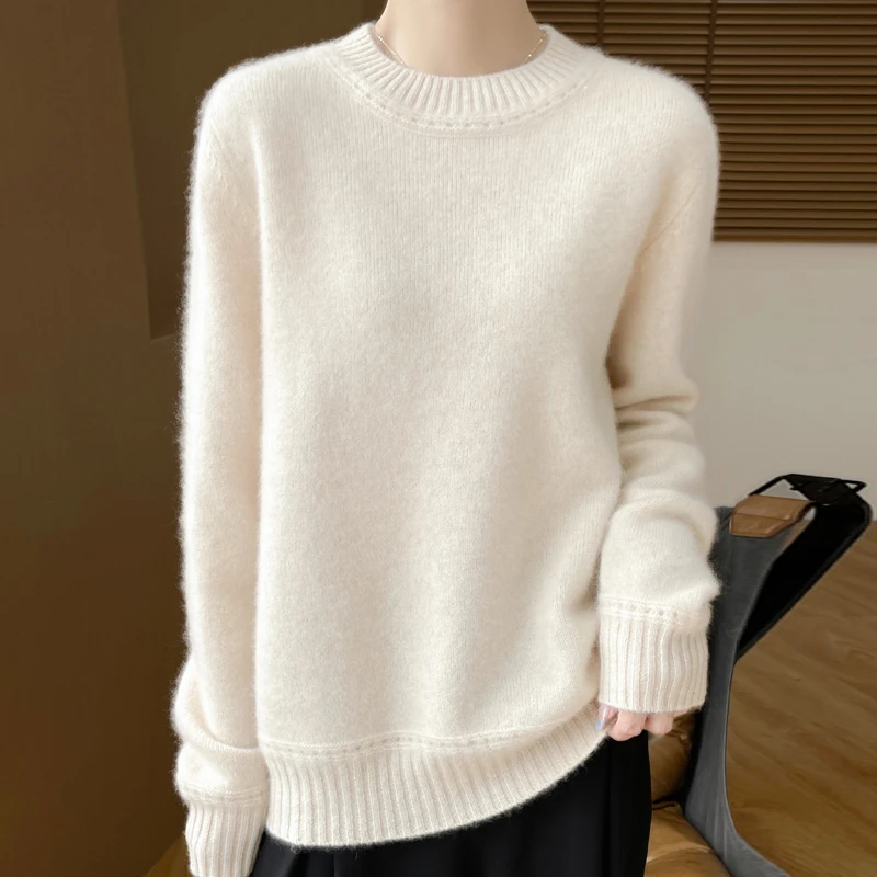 Thick Round Neck Solid Color Wool Sweater For Women Loose And Elegant High-Quality Sweater100%Pure Merino Wool Pullover Winter
Thick Round Neck Solid Color Wool Sweater For Women Loose And Elegant High-Quality Sweater100%Pure Merino Wool Pullover Winter