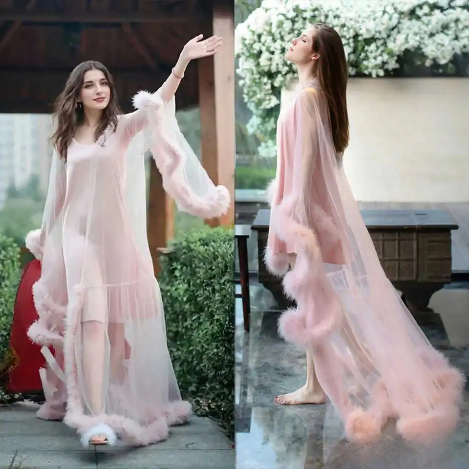 New Wedding Night Bath Dress Women Sexy Deep V Neck Nightgown Fluffy Sleeve Robe Customized Household Clothes Photo Shoot
New Wedding Night Bath Dress Women Sexy Deep V Neck Nightgown Fluffy Sleeve Robe Customized Household Clothes Photo Shoot