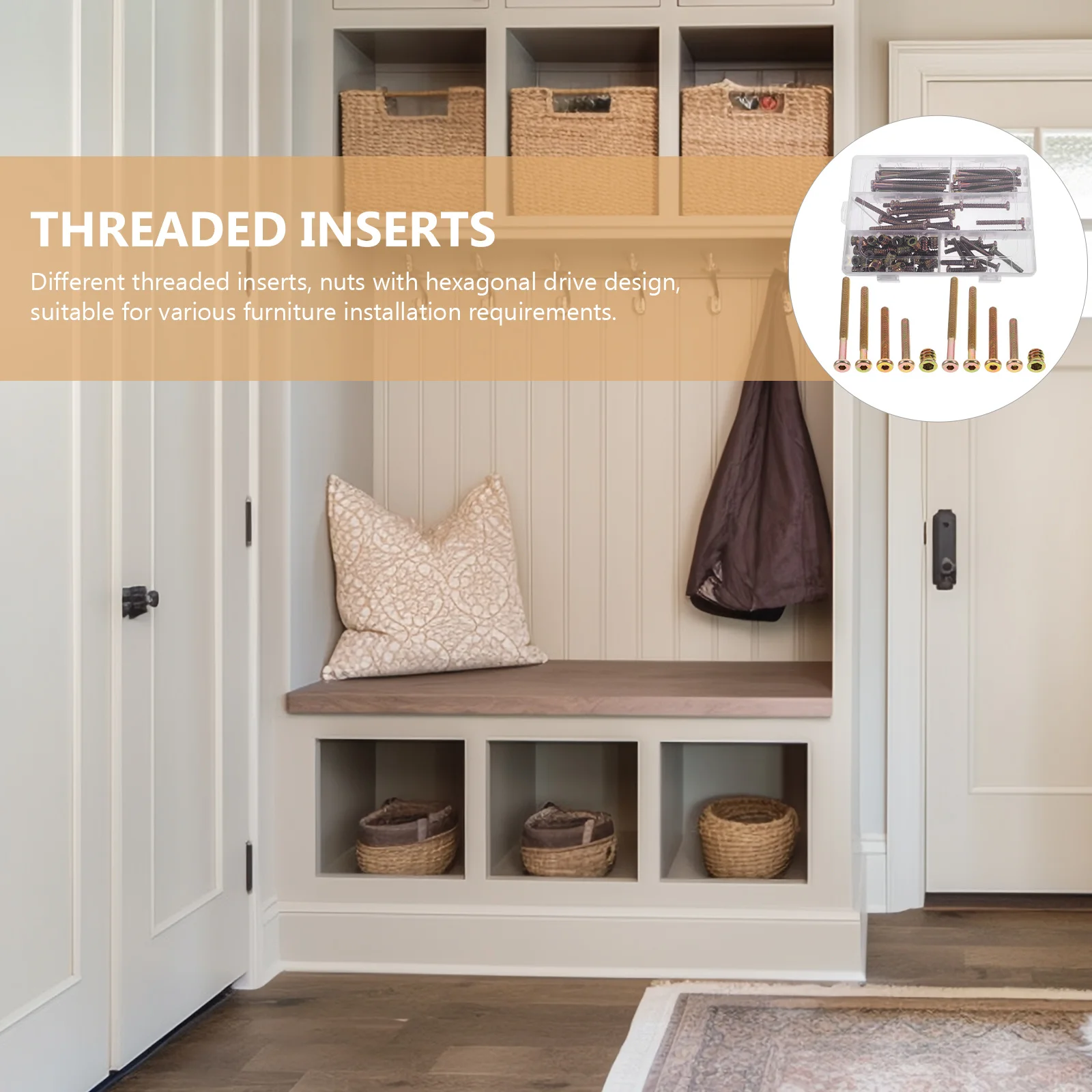 1 set 1 Set Threaded Inserts For Wood Furniture Hex Nuts Metal Fasteners Kit Deep Thread Design Easy Tightening Loosening
1 set 1 Set Threaded Inserts For Wood Furniture Hex Nuts Metal Fasteners Kit Deep Thread Design Easy Tightening Loosening