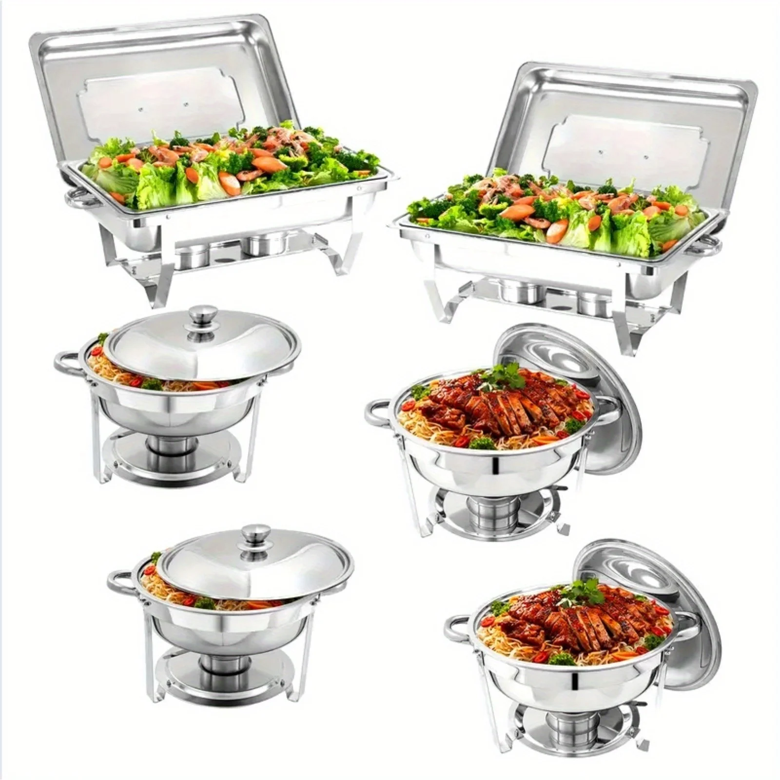 6pcs Stainless Steel Chafing Dish Buffet Set with Lids, Food Pans, Water Pan, and Fuel Holders for Restaurant Catering, Parties
6pcs Stainless Steel Chafing Dish Buffet Set with Lids, Food Pans, Water Pan, and Fuel Holders for Restaurant Catering, Parties