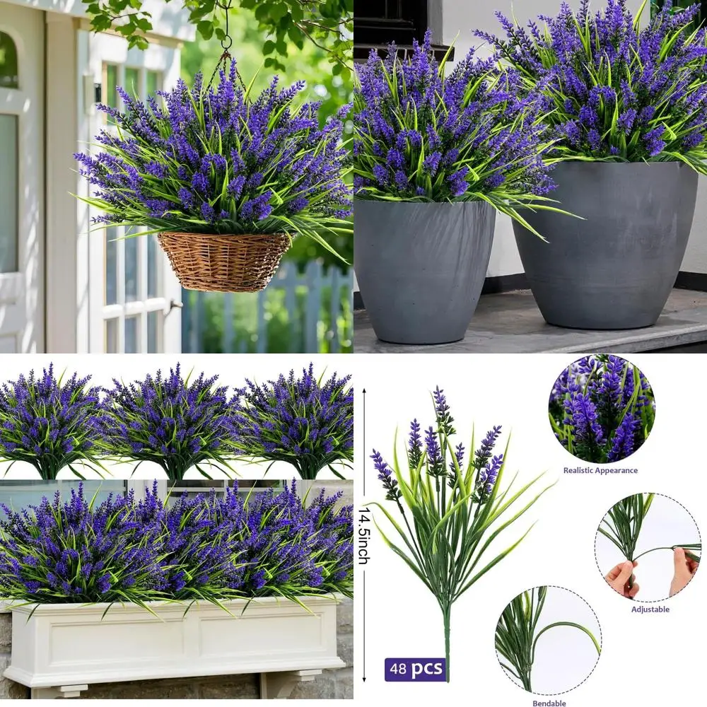 48 Bundles Artificial Plants Flowers Outdoor – Faux Lavender Flowers with Monkey Grass UV Resistant Plastic Faux Plants for Gard
48 Bundles Artificial Plants Flowers Outdoor – Faux Lavender Flowers with Monkey Grass UV Resistant Plastic Faux Plants for Gard