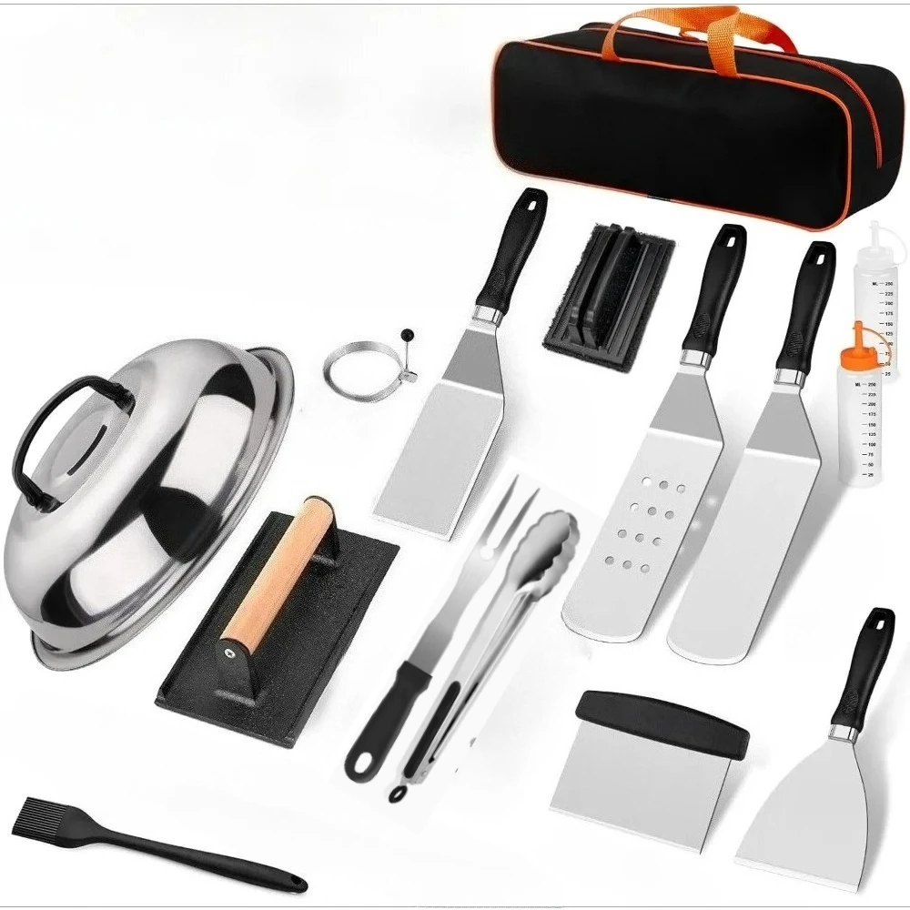 16 pcs Hibachi Flat Top Grill Tools,Griddle Accessories Kit,Grill Spatula Gift Set with Enlarged Spatulas,Scraper for Grilling
16 pcs Hibachi Flat Top Grill Tools,Griddle Accessories Kit,Grill Spatula Gift Set with Enlarged Spatulas,Scraper for Grilling