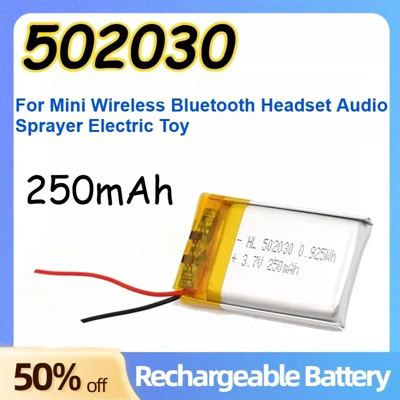 502030 Polymer Lithium Battery 3.7V 250MAh for Mini Wireless Bluetooth Headset Audio Sprayer Electric Toy Rechargeable
502030 Polymer Lithium Battery 3.7V 250MAh for Mini Wireless Bluetooth Headset Audio Sprayer Electric Toy Rechargeable
