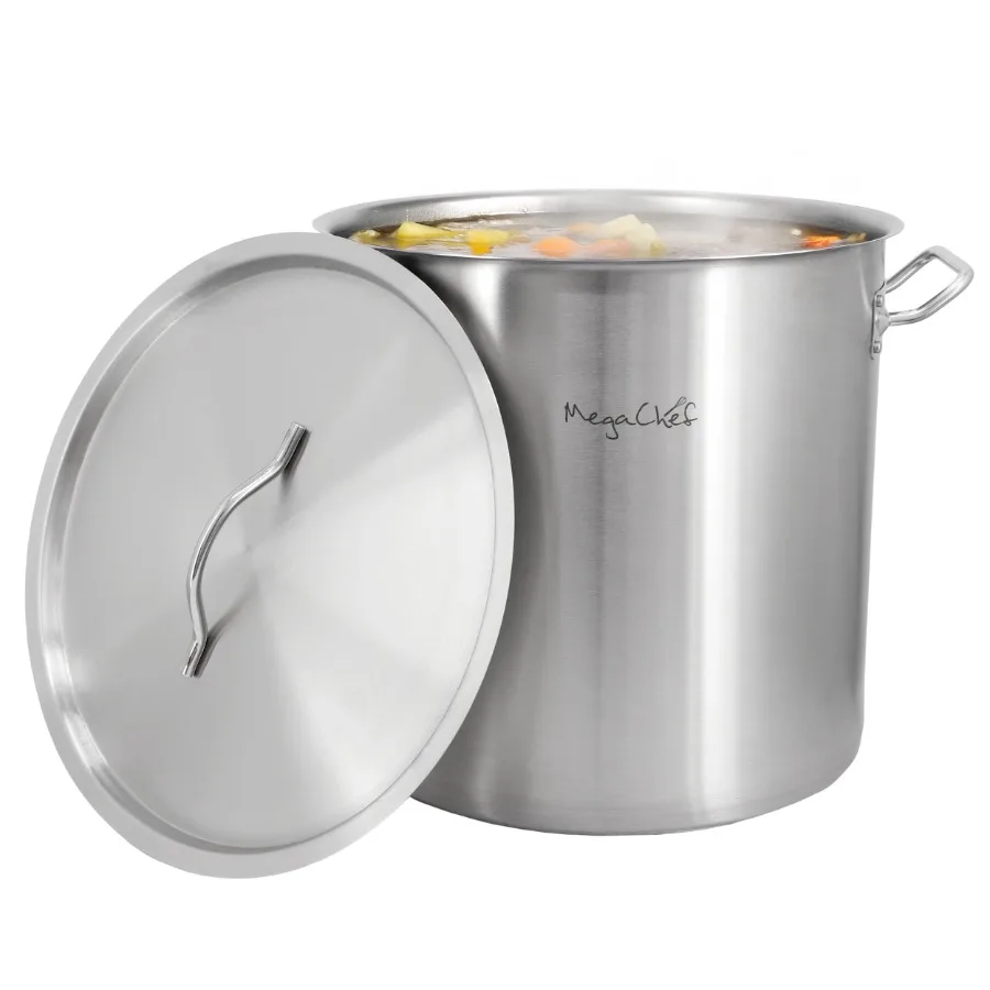 Professional Kitchen 26.4 Quart Large Round Stainless Steel Stock Pot with Lid
Professional Kitchen 26.4 Quart Large Round Stainless Steel Stock Pot with Lid