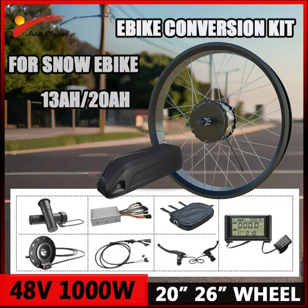 Electric Bike Conversion Kit for Fat Tire 48V 1000W with 15ah 20ah 24ah Battery E-Bike Conversion Kit Rear Brushless Motor Wheel
Electric Bike Conversion Kit for Fat Tire 48V 1000W with 15ah 20ah 24ah Battery E-Bike Conversion Kit Rear Brushless Motor Wheel