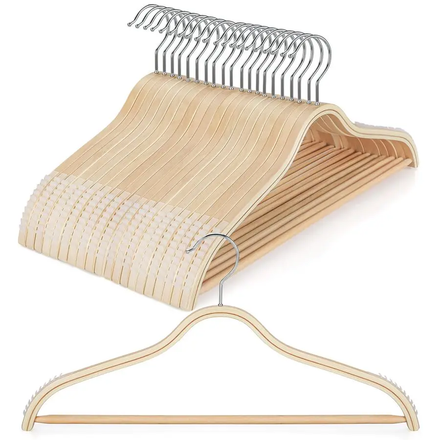 Sleek Wooden Hangers with NonSlip Rubber Grips, Sweater Hangers No Shoulder Bump, Lightweight Clothes Hangers 20Pack, 360 Swivel
Sleek Wooden Hangers with NonSlip Rubber Grips, Sweater Hangers No Shoulder Bump, Lightweight Clothes Hangers 20Pack, 360 Swivel