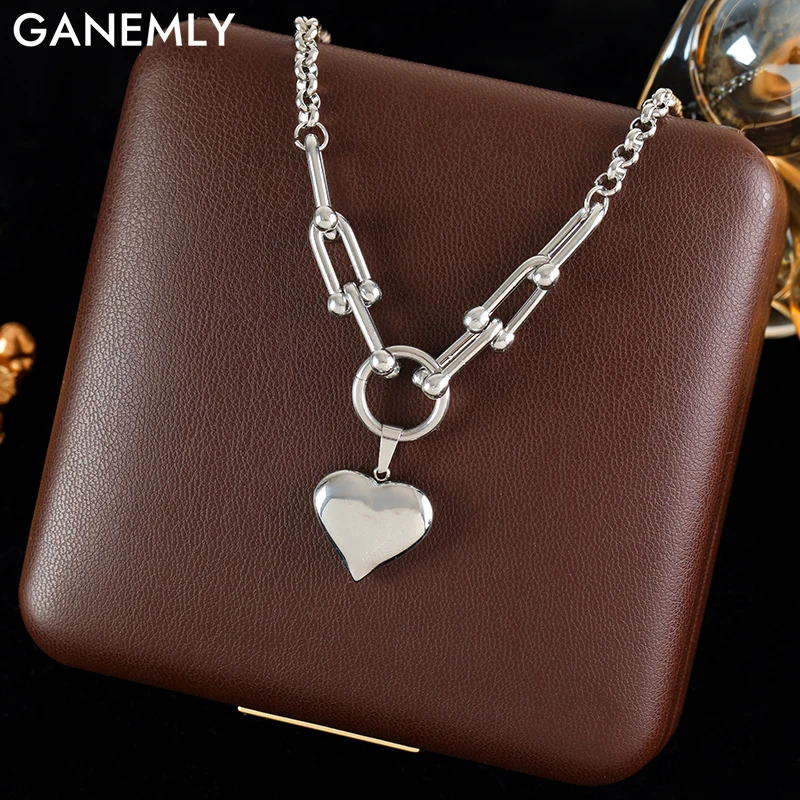 GANEMLY 316L Stainless Steel Silver Color Heart Love Pendant Necklace For Women Fashion Horseshoe Chain Waterproof Jewelry Gift
GANEMLY 316L Stainless Steel Silver Color Heart Love Pendant Necklace For Women Fashion Horseshoe Chain Waterproof Jewelry Gift