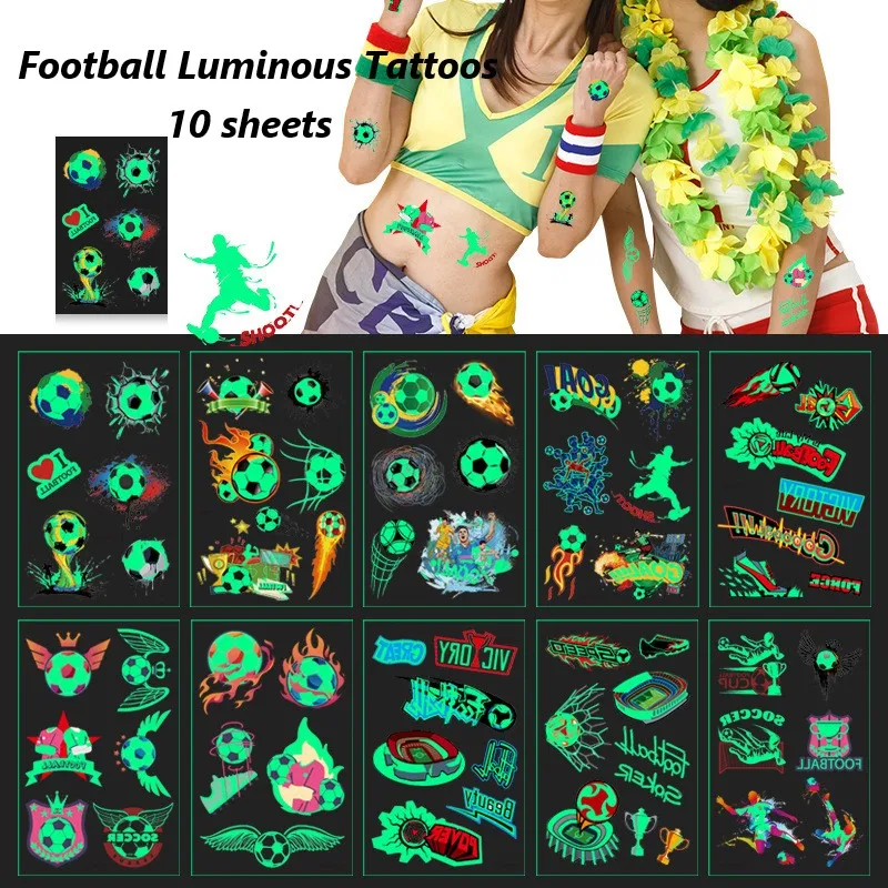 10 листов светящихся временных татуировок с футбольной тематикой, светящиеся в темноте, для фанатских мероприятий, вечеринок, школьных наград и подарков
10 листов светящихся временных татуировок с футбольной тематикой, светящиеся в темноте, для фанатских мероприятий, вечеринок, школьных наград и подарков