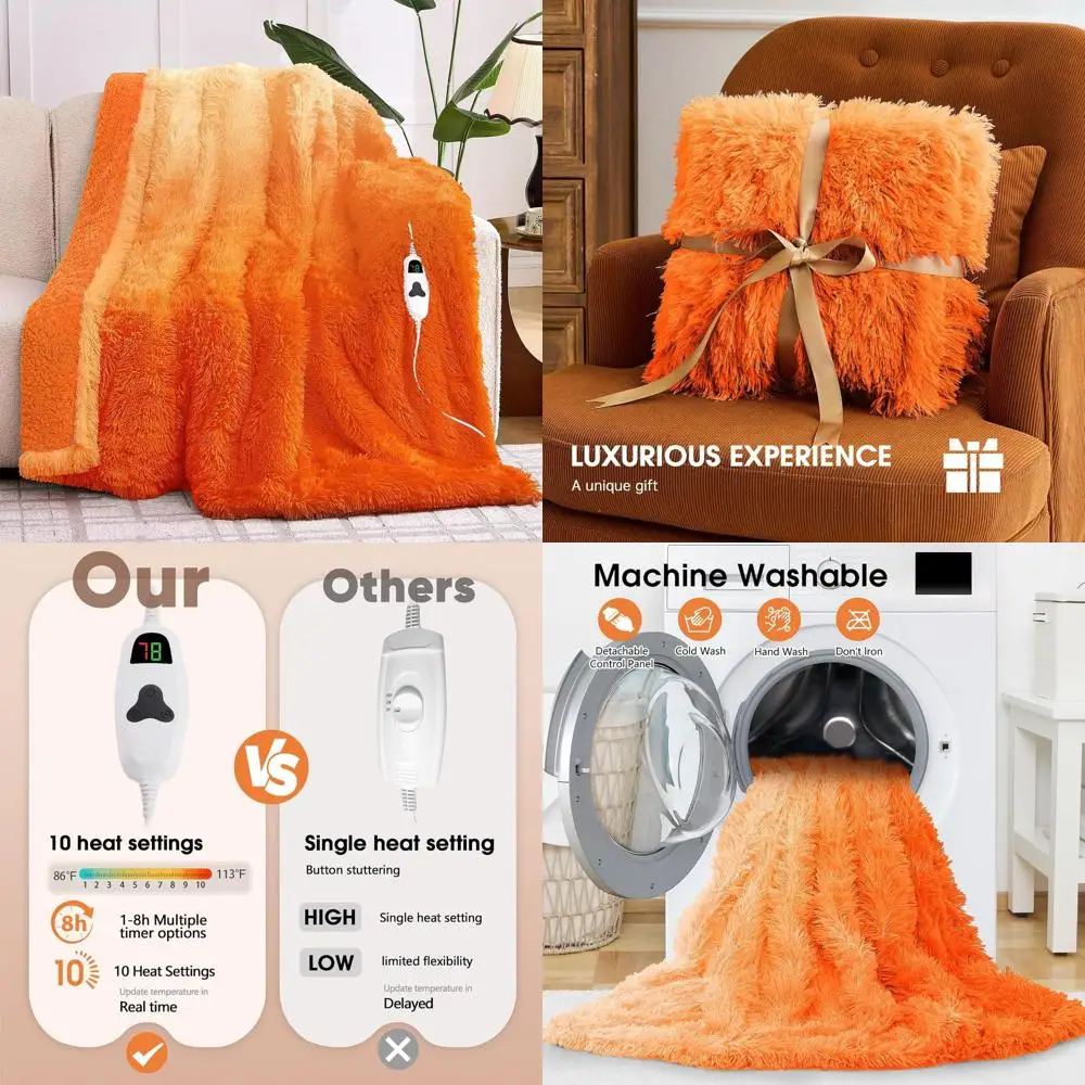 Cocoa Brown Faux Fur Sherpa Electric Blanket Throw, 10 Heat Levels, 5 Timers, 50x60, Ideal Warm Gift for Women and Grandmas
Cocoa Brown Faux Fur Sherpa Electric Blanket Throw, 10 Heat Levels, 5 Timers, 50x60, Ideal Warm Gift for Women and Grandmas