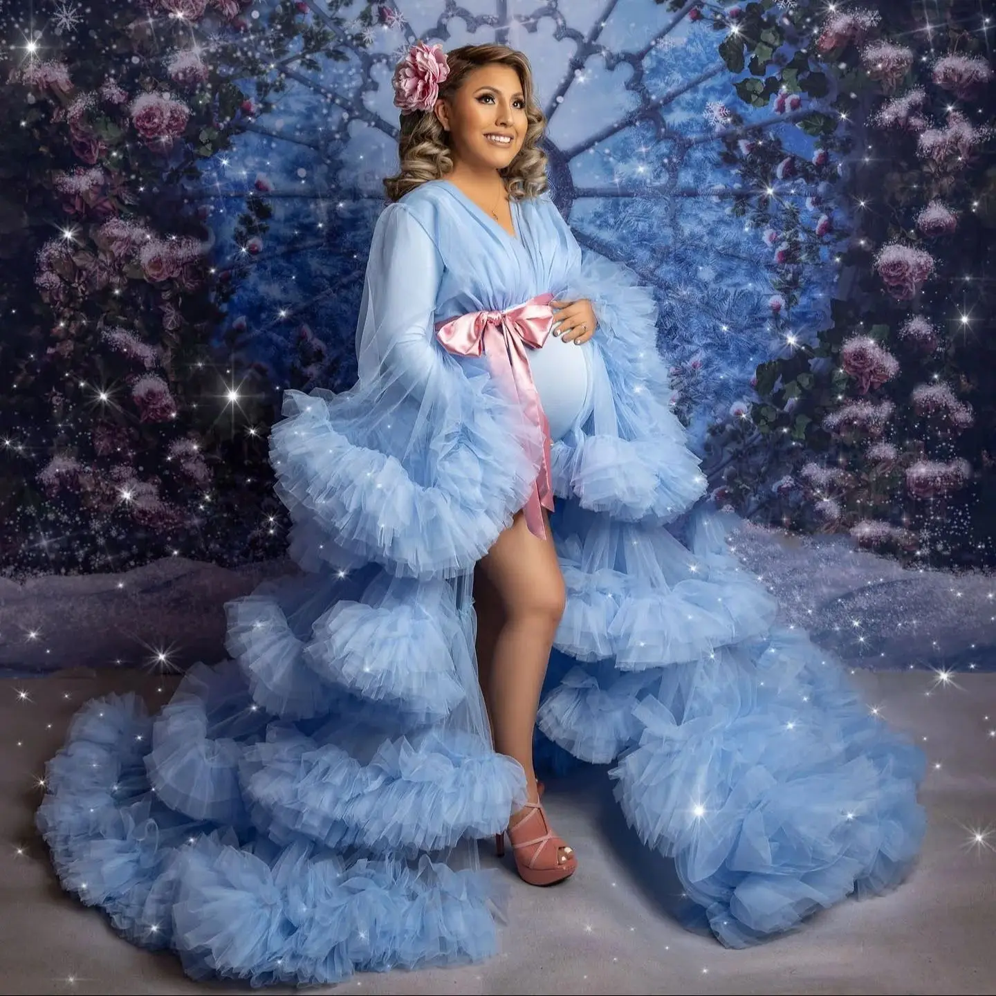 Full Sleeves Prom Dresses Blue Maternity Photoshoot Dress with Belt Baby Shower Gowns Tiered Ruffles Photography Props
Full Sleeves Prom Dresses Blue Maternity Photoshoot Dress with Belt Baby Shower Gowns Tiered Ruffles Photography Props