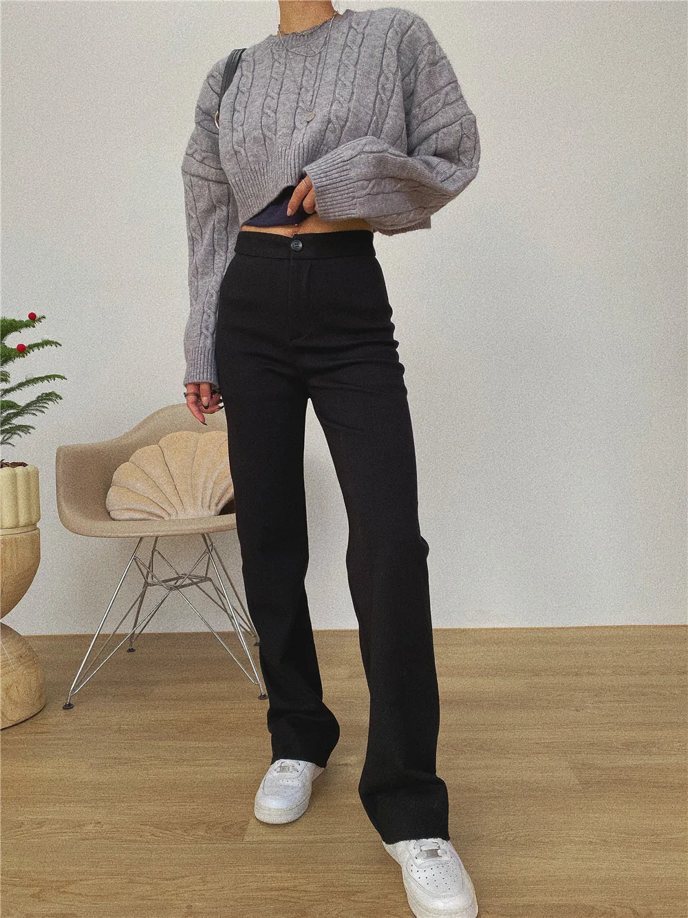 High Waist Thiened High Elastic Bla LLD Straight Leg Pants Street Sle Casual Trousers for Women
High Waist Thiened High Elastic Bla LLD Straight Leg Pants Street Sle Casual Trousers for Women