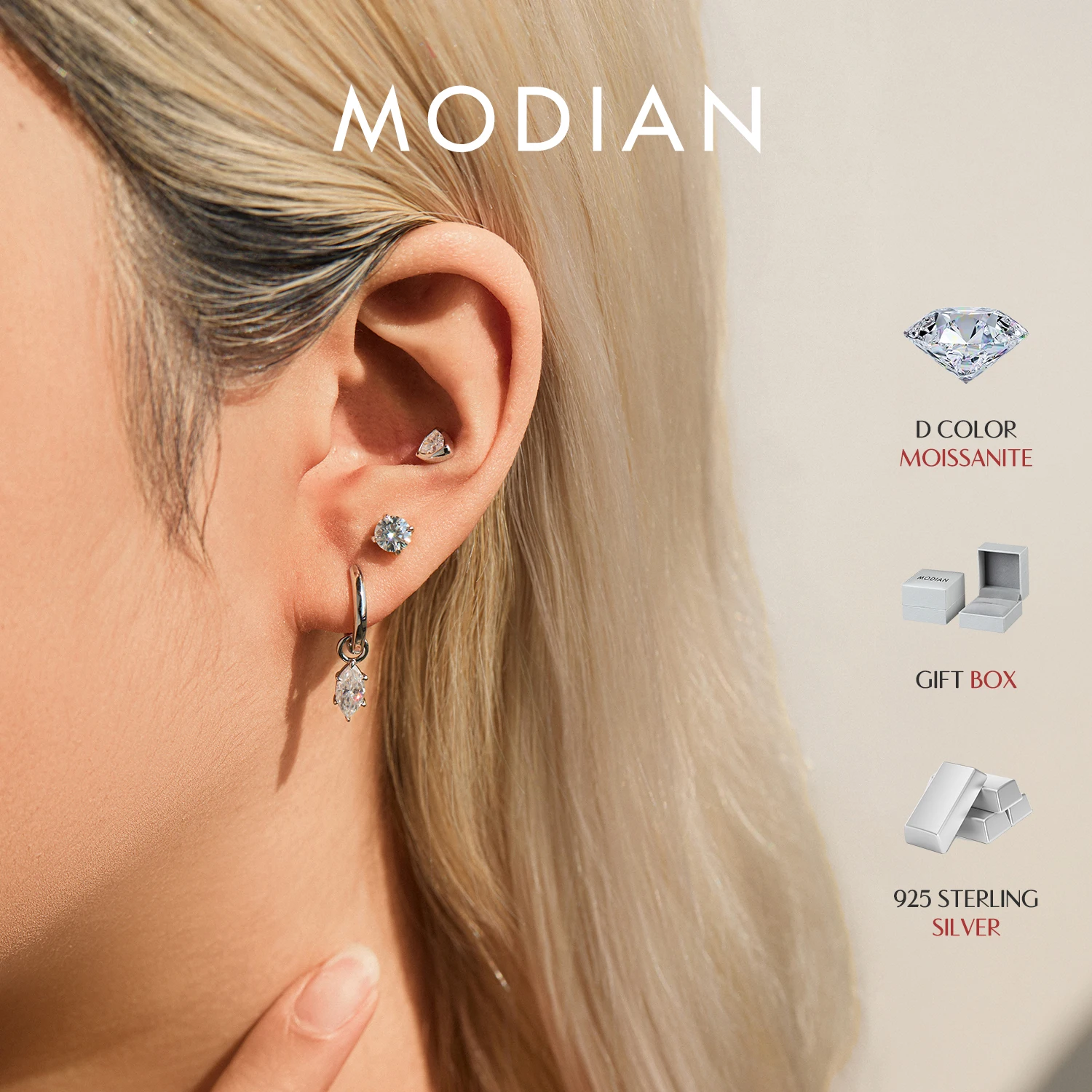 MODIAN 925 Sterling Sliver Classic Sparkling Round Triangle Moissanite Heart Screw Stud Earring For Women Fine Jewelry
MODIAN 925 Sterling Sliver Classic Sparkling Round Triangle Moissanite Heart Screw Stud Earring For Women Fine Jewelry