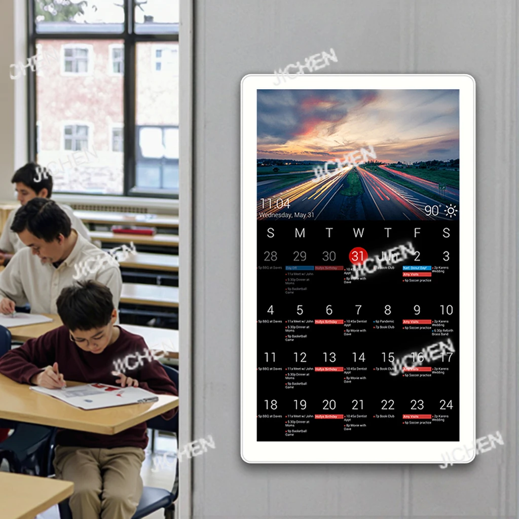 JC Smart Touch Screen Wall Google Calendar Digital Display LCD Digital Photo Frame Touch Screen Calendar Home Office Classroom