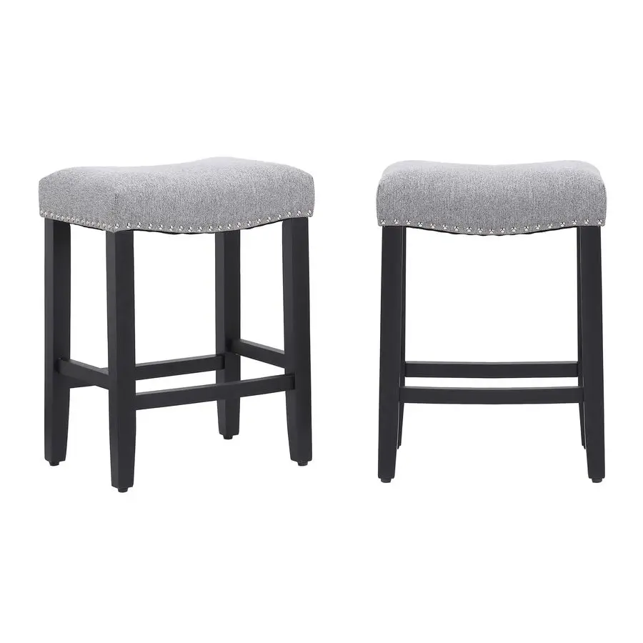 Counter Height Black Bar Stools Set of 2, 24 Inch Modern Farmhouse Wooden Saddle Stool Chair, Linen Upholstered Cushion with Sol
Counter Height Black Bar Stools Set of 2, 24 Inch Modern Farmhouse Wooden Saddle Stool Chair, Linen Upholstered Cushion with Sol