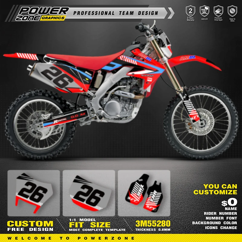 Полная графика PowerZone для HONDA CRF250X 2019 2018-2004 250X, фоновые наклейки, комплект наклеек, индивидуальный номер, мотоцикл 03
Полная графика PowerZone для HONDA CRF250X 2019 2018-2004 250X, фоновые наклейки, комплект наклеек, индивидуальный номер, мотоцикл 03