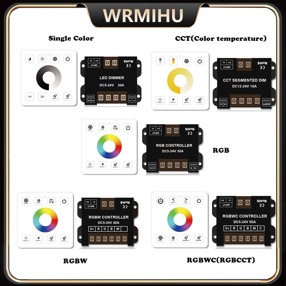 DC5V 12V 24V 2.4GRF 86 sty Touch Panel Switch Single Color/CCT/RGB/RGBW/RGBWC(RGB+CCT) LED Strip Light/FCOB Dimmer Controller
DC5V 12V 24V 2.4GRF 86 sty Touch Panel Switch Single Color/CCT/RGB/RGBW/RGBWC(RGB+CCT) LED Strip Light/FCOB Dimmer Controller