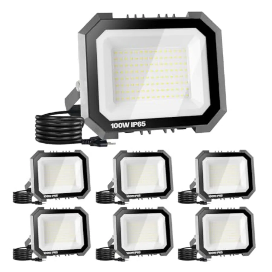 6 Pack LED Flood Lights Outdoor 100W 10000LM Super Bright Floodlight Outside Work Light with 5.9FT Plug IP65 Waterproof 6000K O
6 Pack LED Flood Lights Outdoor 100W 10000LM Super Bright Floodlight Outside Work Light with 5.9FT Plug IP65 Waterproof 6000K O
