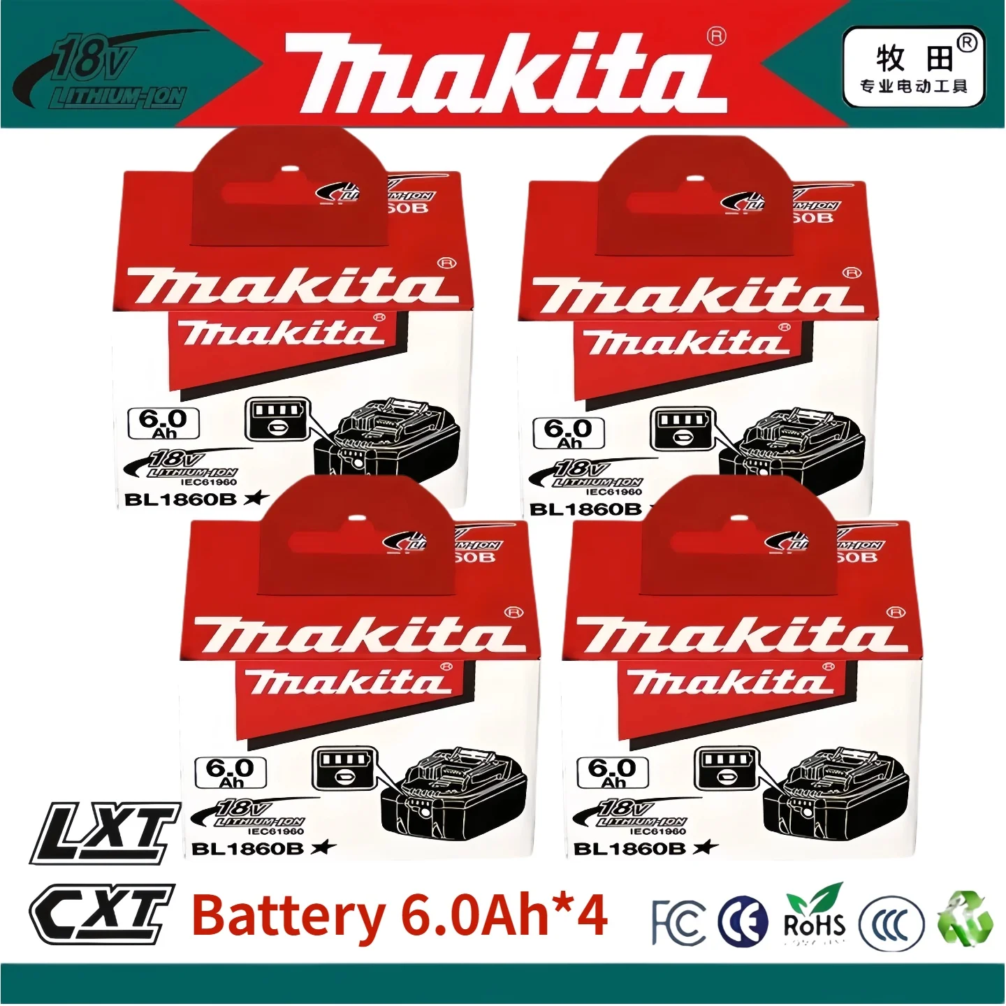 Original Makita battery 18V 6.0Ah replaceable BL1815N BL1830B BL1850B BL1860B LXT400 lithium-ion battery pack with fast charger
Original Makita battery 18V 6.0Ah replaceable BL1815N BL1830B BL1850B BL1860B LXT400 lithium-ion battery pack with fast charger