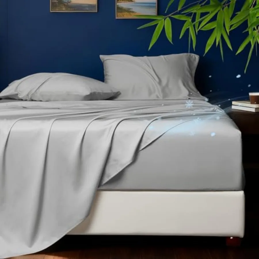 Cooling Sheets Rayon Derived from Bamboo Silk Soft and Breathable No Sweat Luxury Sheet Set Extra Deep Pocket Sheets Fits 18" 2
Cooling Sheets Rayon Derived from Bamboo Silk Soft and Breathable No Sweat Luxury Sheet Set Extra Deep Pocket Sheets Fits 18" 2