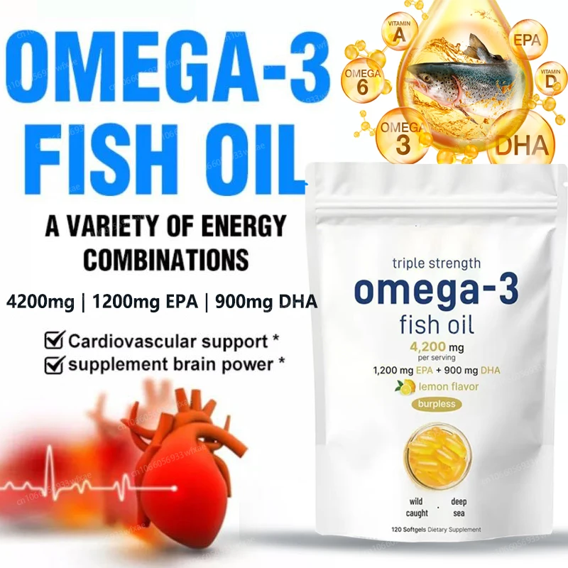 120 Softgels Omega 3 Fish Oil Capsules Support Brain & Nervous System Health, Cardiovascular & Skin Health, Antioxidant
120 Softgels Omega 3 Fish Oil Capsules Support Brain & Nervous System Health, Cardiovascular & Skin Health, Antioxidant