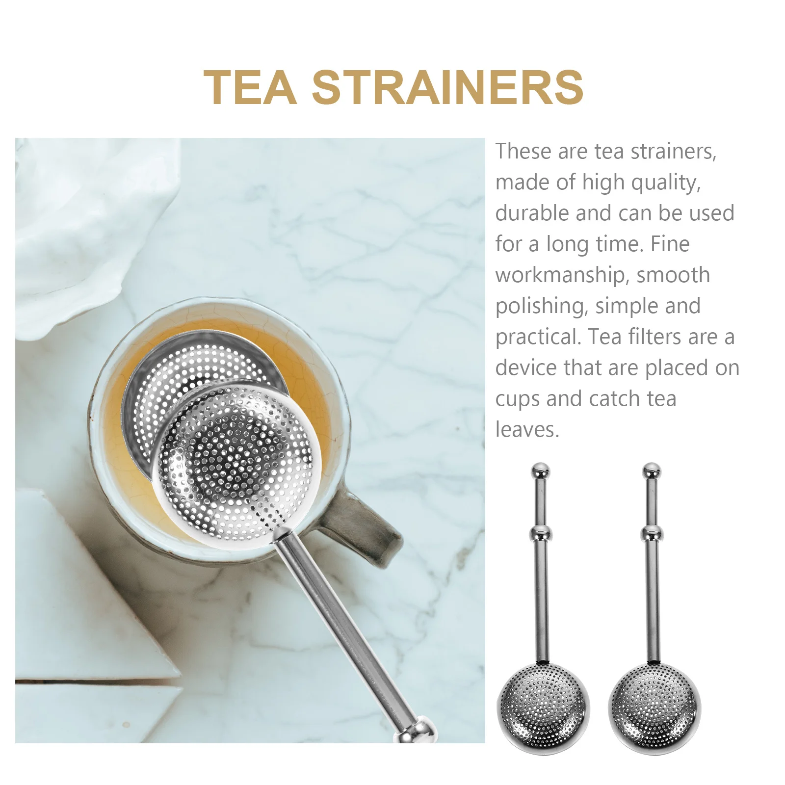 2pcs 304 Stainless Steel Infusers Retractable Spring Handle One Hand Push Pull Design For Home Restaurant Tea Use Tea Ball