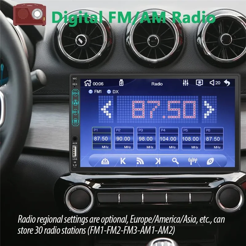 7-дюймовый двойной Din автомобильный стерео HD сенсорный экран, Carplay Android Auto, резервная камера 12 светодиодов, зеркальная связь, USB/AUX, FM-автомобильное радио
7-дюймовый двойной Din автомобильный стерео HD сенсорный экран, Carplay Android Auto, резервная камера 12 светодиодов, зеркальная связь, USB/AUX, FM-автомобильное радио