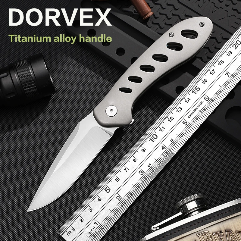 DORVEX Titanium Alloy Handle D2 Steel ffruit Knife Ceramic Bearing Outdoor Camping Survival Pocket EDC Tool Folding Knife
DORVEX Titanium Alloy Handle D2 Steel ffruit Knife Ceramic Bearing Outdoor Camping Survival Pocket EDC Tool Folding Knife