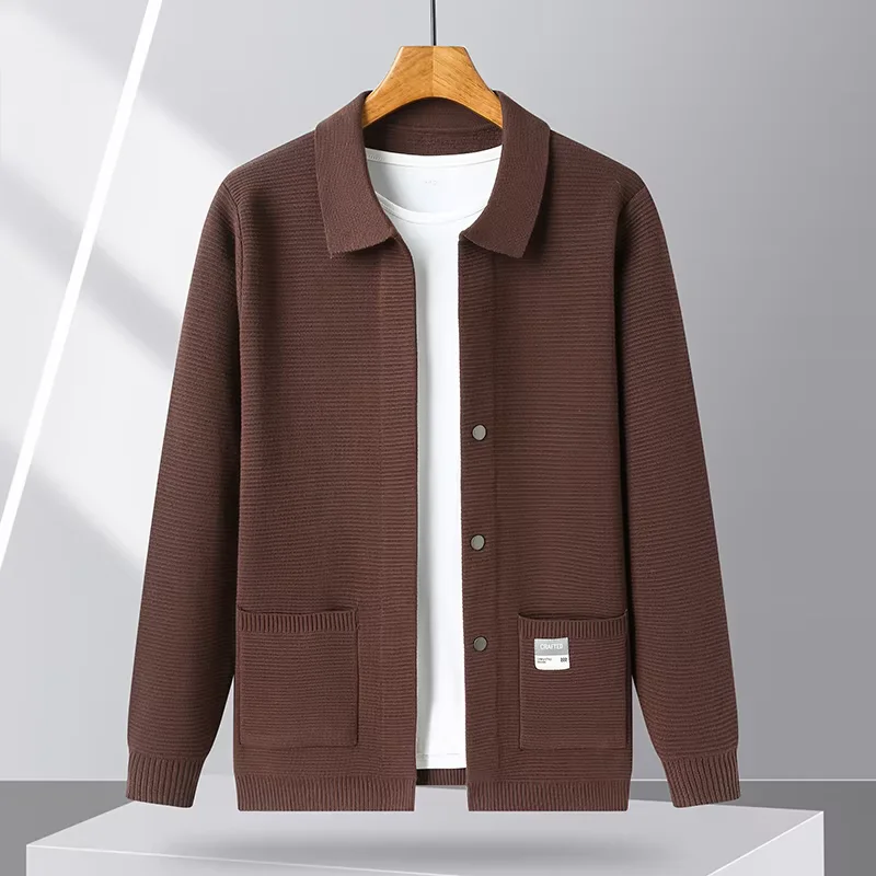 High end casual solid color knitted coat men's lapel cardigan autumn winter fashionable design brand comfortable casual sweater
High end casual solid color knitted coat men's lapel cardigan autumn winter fashionable design brand comfortable casual sweater