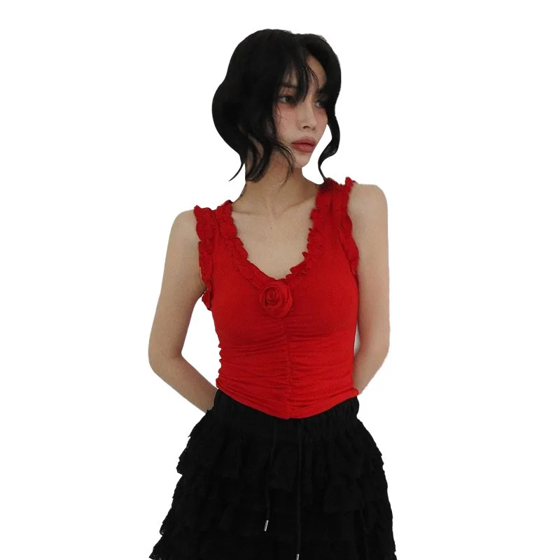 2025 Spring New Women's Sexy Hot Girl V-Neck Folded Mushroom Edge Tight Outer Sleeveless Top
2025 Spring New Women's Sexy Hot Girl V-Neck Folded Mushroom Edge Tight Outer Sleeveless Top