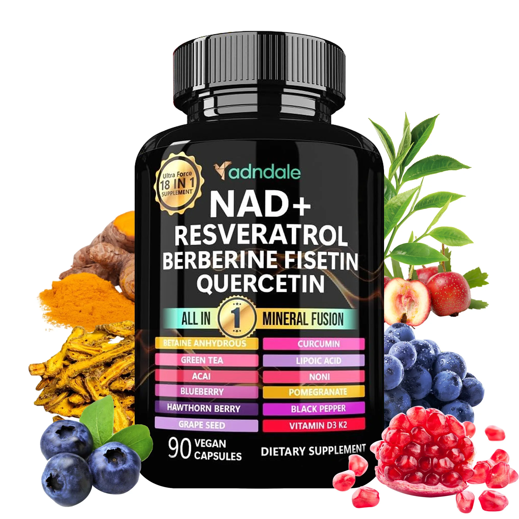 NAD+ Resveratrol - Supports Cell Health, Brightens Skin, Improves Energy and Vitality, Antioxidant and Promote Metabolism
NAD+ Resveratrol - Supports Cell Health, Brightens Skin, Improves Energy and Vitality, Antioxidant and Promote Metabolism