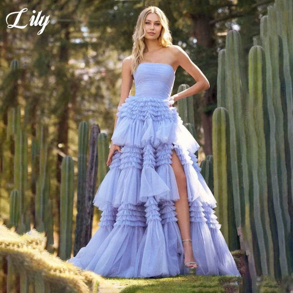 Lily Purple Elegant Formal Gown Strapless Backless Prom Dress Pleating Side Split Evening Dress for Woman robe de bal Customized
Lily Purple Elegant Formal Gown Strapless Backless Prom Dress Pleating Side Split Evening Dress for Woman robe de bal Customized