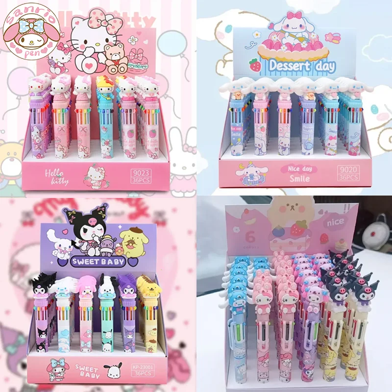 Шариковая ручка Sanrio 36 шт., 10 цветов, Мультяшные канцелярские принадлежности Kuromi Hello Kitty, письменный инструмент, студенческий подарок, разноцветная шариковая ручка 0,7
Шариковая ручка Sanrio 36 шт., 10 цветов, Мультяшные канцелярские принадлежности Kuromi Hello Kitty, письменный инструмент, студенческий подарок, разноцветная шариковая ручка 0,7