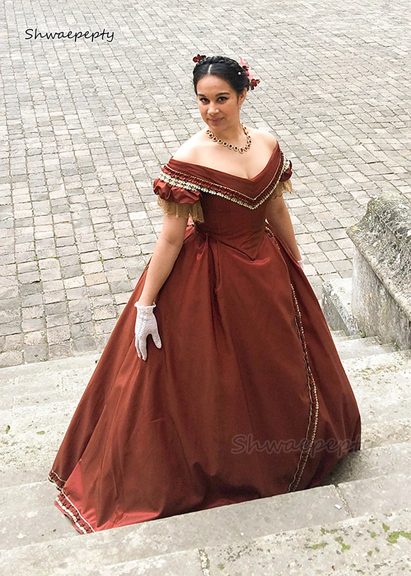 Vintage Medieval Prom Dress Off Shoulder Short Sleeves V-Neck Princess Satin Renaissance Evening Formal Dress Customized
Vintage Medieval Prom Dress Off Shoulder Short Sleeves V-Neck Princess Satin Renaissance Evening Formal Dress Customized