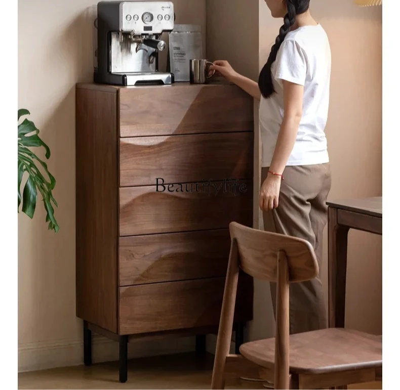 Solid wood Italian light luxury black walnut wavy chest of drawers, bedside storage, bedroom side cabinet
Solid wood Italian light luxury black walnut wavy chest of drawers, bedside storage, bedroom side cabinet