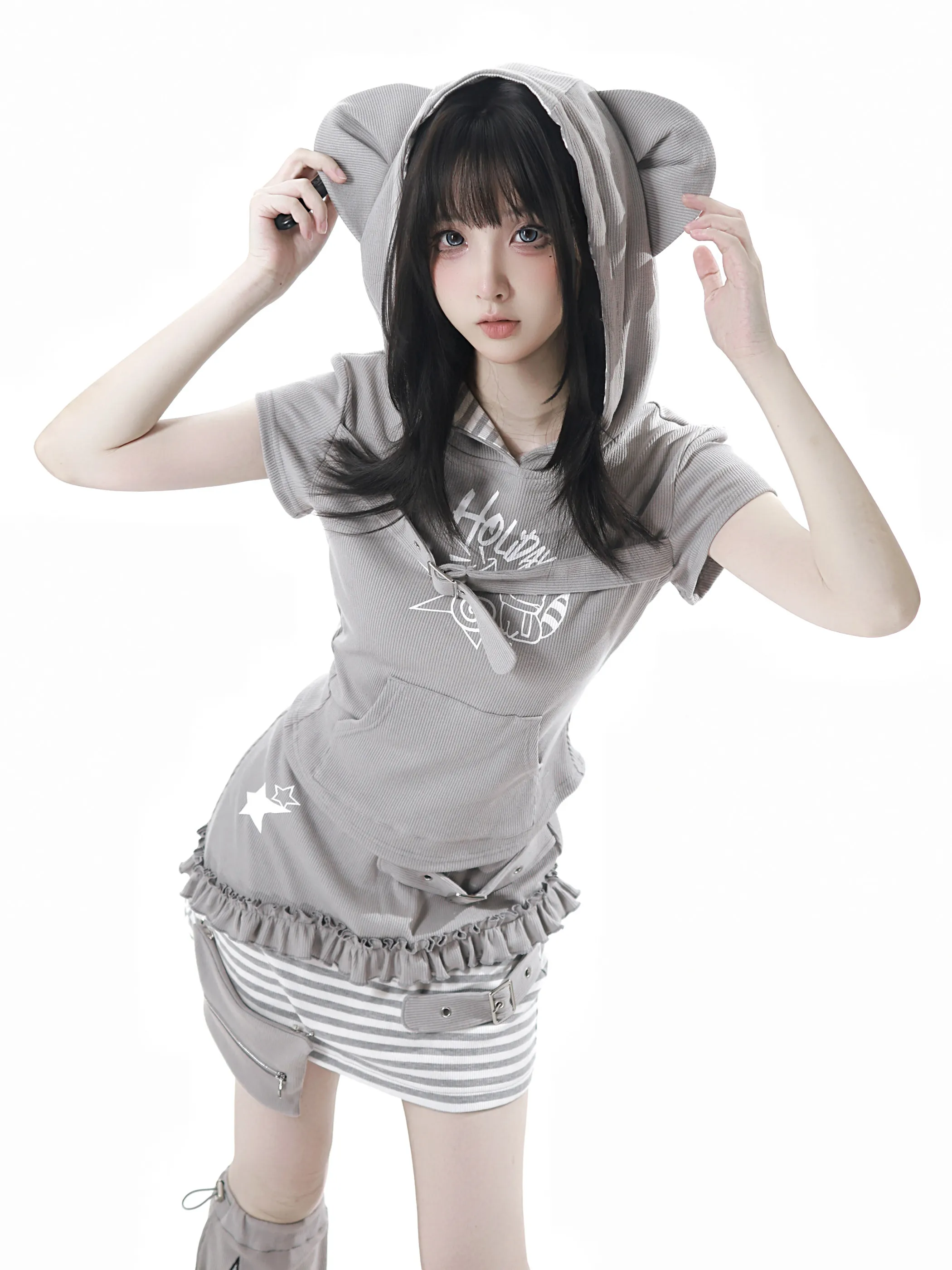 Sweet Styles Features Cute Koala Bear Ears Hoodie Dress Summer Dress Print Grey Streetwear Outfit Casual Mix-and-match.
Sweet Styles Features Cute Koala Bear Ears Hoodie Dress Summer Dress Print Grey Streetwear Outfit Casual Mix-and-match.