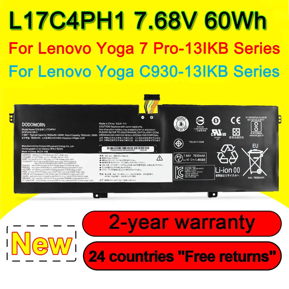 L17C4PH1 для Lenovo Yoga 7 Pro 13IKB,C930-13IKB Аккумулятор для ноутбука L17M4PH1 L17M4PH2 L17M4PH3 5B10Q82425 5B10Q82426 7,68 V 60Wh
L17C4PH1 для Lenovo Yoga 7 Pro 13IKB,C930-13IKB Аккумулятор для ноутбука L17M4PH1 L17M4PH2 L17M4PH3 5B10Q82425 5B10Q82426 7,68 V 60Wh