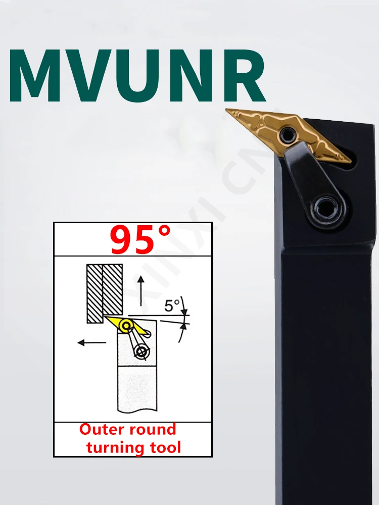CNC Lathe 95 Degree External Turning Tool Holder MVUNR2020K16/2525M16 Clamp Type Sharp Copying Tool for Metal Machining
CNC Lathe 95 Degree External Turning Tool Holder MVUNR2020K16/2525M16 Clamp Type Sharp Copying Tool for Metal Machining