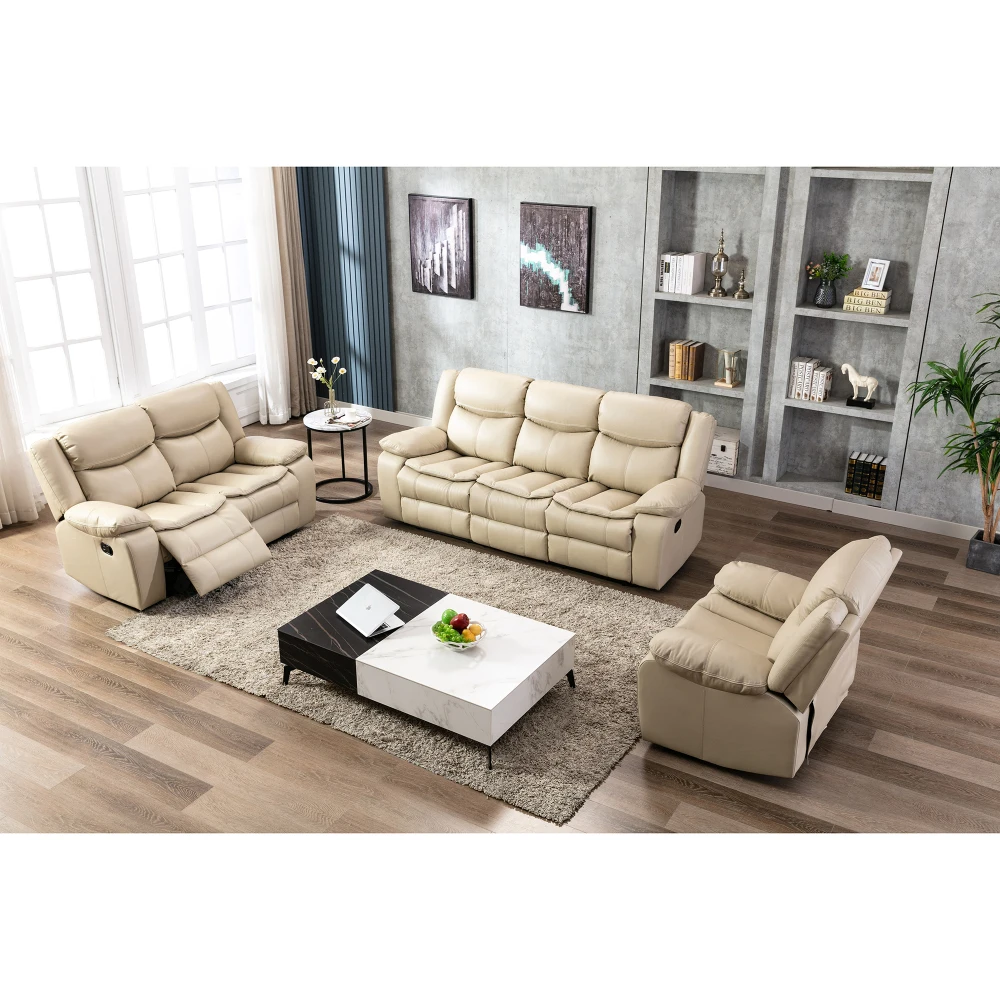 1+2+3 Manual recliner loveseat reclining sofa set, Cream
1+2+3 Manual recliner loveseat reclining sofa set, Cream