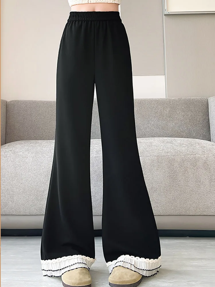 Black Flared Pants For Women Summer 2025 New Elastic High Waisted Lace Floor Length Trousers Ladies Casual Slimming Britches
Black Flared Pants For Women Summer 2025 New Elastic High Waisted Lace Floor Length Trousers Ladies Casual Slimming Britches