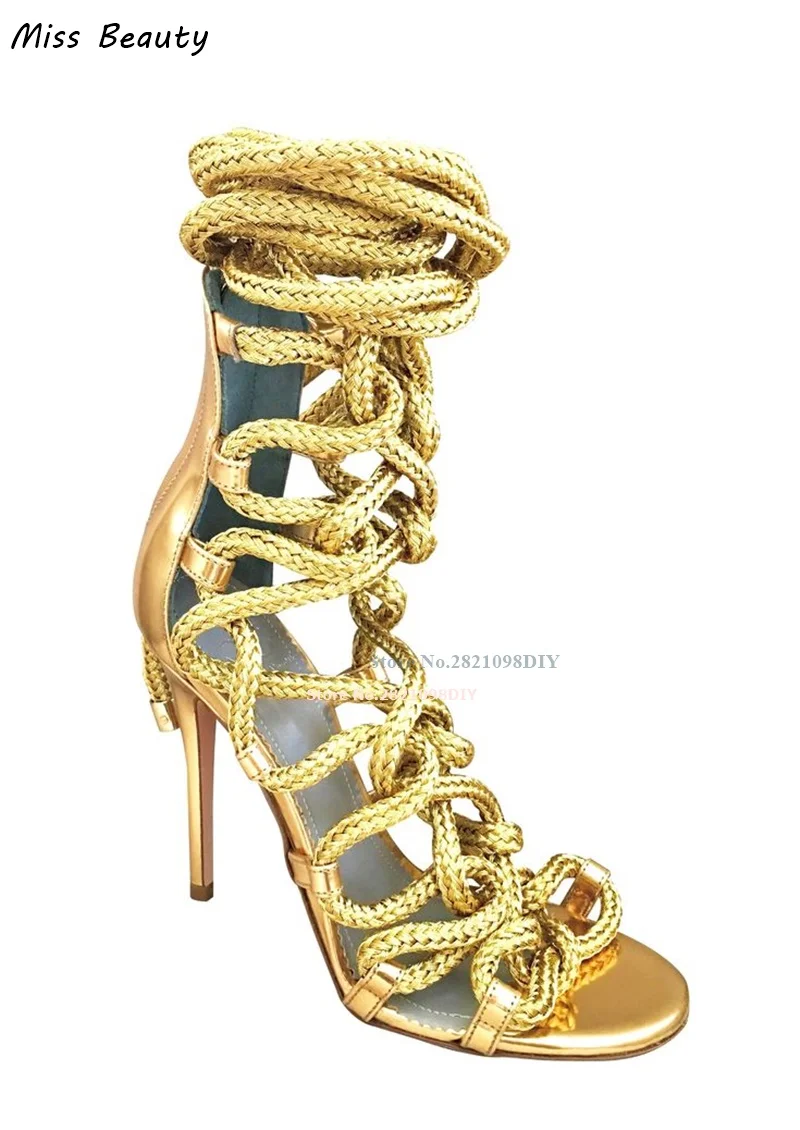 Rope Sexy Gold Mirrored Leather Thin High Heel Sandals Women Lace Up Back Zipper Cross Tied Summer Ankle Strap Dress Shoes
Rope Sexy Gold Mirrored Leather Thin High Heel Sandals Women Lace Up Back Zipper Cross Tied Summer Ankle Strap Dress Shoes