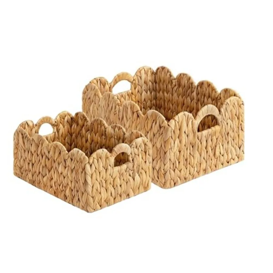 Set of 2 Scalloped Edge Wicker Storage Basket with Built-in Handles Rectangle Water Hyacinth Basket for Organizing Decorative W
Set of 2 Scalloped Edge Wicker Storage Basket with Built-in Handles Rectangle Water Hyacinth Basket for Organizing Decorative W