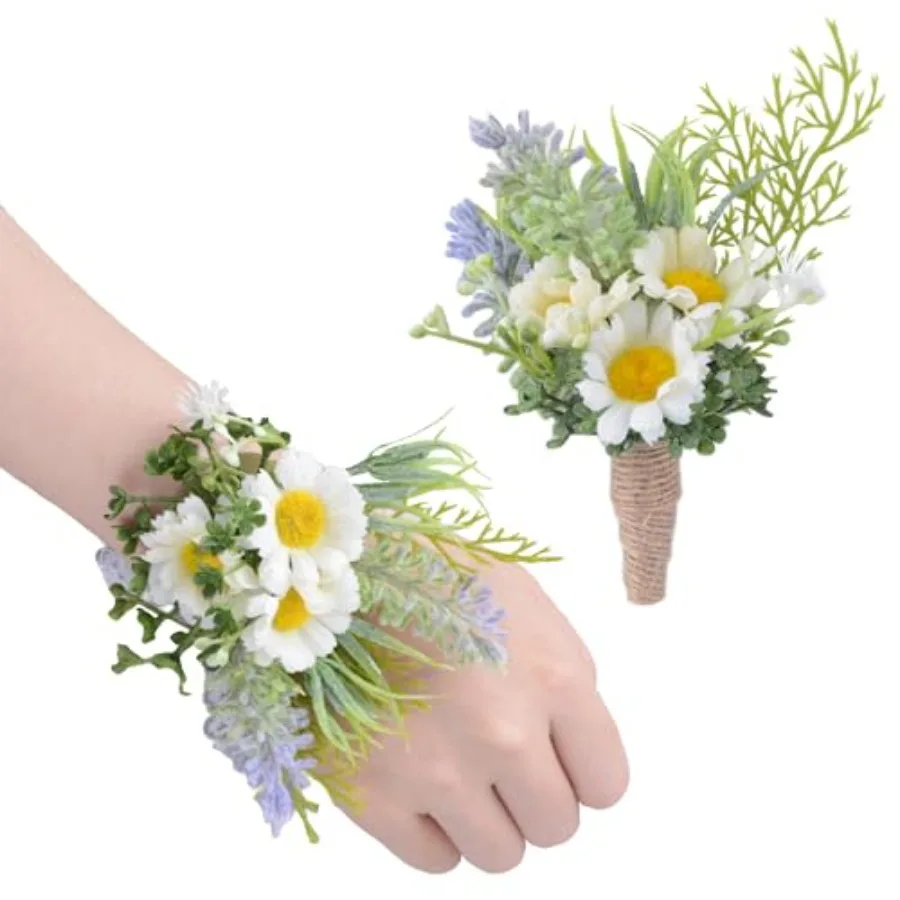 2Pcs White Daisy Corsage Wrist Flower Set Artificial Hand Flower and Boutonniere Set for Homecoming Graduation Prom Bridal Wedd
2Pcs White Daisy Corsage Wrist Flower Set Artificial Hand Flower and Boutonniere Set for Homecoming Graduation Prom Bridal Wedd