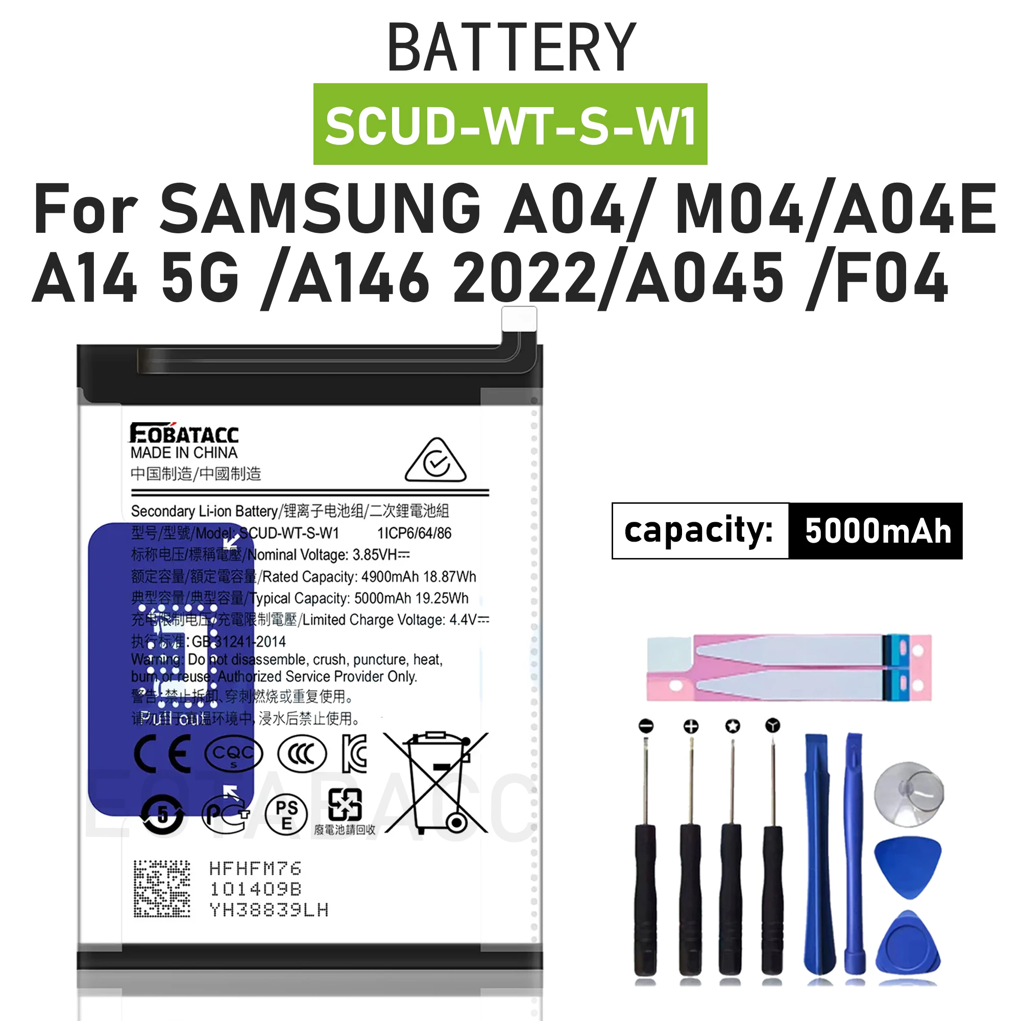 Новый аккумулятор SCUD-WT-S-W1 для Samsung A04/M04/a04E/ A14 5G/A146 2022/A045/F04 аккумуляторы отLehengtong
Новый аккумулятор SCUD-WT-S-W1 для Samsung A04/M04/a04E/ A14 5G/A146 2022/A045/F04 аккумуляторы отLehengtong
